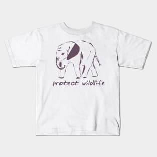 protect wildlife - elephant sketch Kids T-Shirt